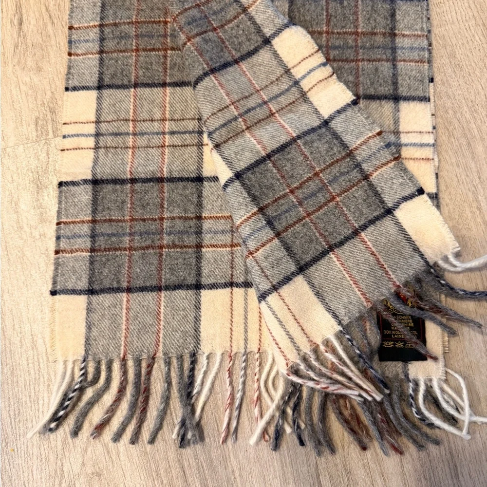 Vintage Men’s Cashmere & Wool Plaid Scarf Made in West Germany Filene’s Boston